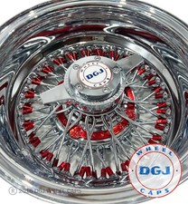 DGJ WHEEL 14x7 Rev 72 Cross Lace Candy Red Nip & Hub Ring Lowrider Wire Wheels picture