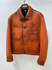 Berluti Men’s Leather Jacket Orange Size M picture