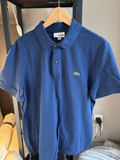 Lacoste Men's Polo Shirt Size 5 Large Slim Fit Blue Pocket Navy Trim Preppy picture