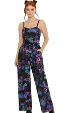 BlackMilk Floral Coral Long Jumpsuit Womens Size Small Sleeveless Lightweight  picture