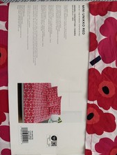 MARIMEKKO MINI UNIKKO RED MAIJA ISOLA 200 TC 100% Cotton QUEEN Sheet Set picture
