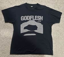 GODFLESH VINTAGE T-SHIRT~SINGLE-STITCH~1990s~ORIGINAL~LG~BLACK~SCREEN STARS~VTG picture