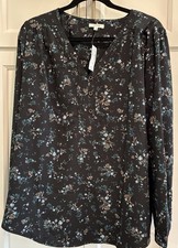 NWT Maurice’s Ditsy Floral V-Neck LS Blouse Multicolor Plus Size 1X Polyester picture