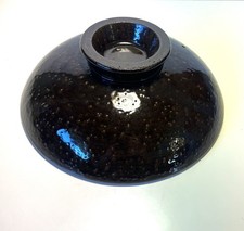 RARE large pottery Donabe top ONLY crater volcanic glaze dark brown 10 3/4