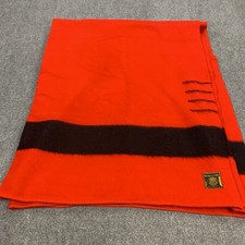VTG 50s Witney Point Red Wool 4 Point Blanket 90X72 Stripe Earlys England picture