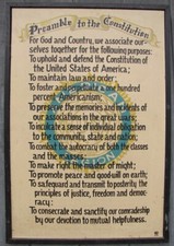 c. 1930's US AMERICAN LEGION Hand Painted POST SIGN on Masonite PREAMBLE picture