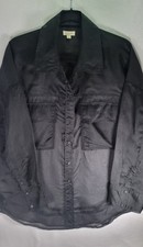Anthropologie Pilcro Sheer Buttondown Shirt size Large Blk Preowned Formal Sexy picture