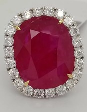 11.80 Ct Cushion Natural Ruby & Diamond Wedding Ring Sterling Silver picture