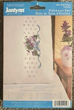 Vintage Janlynn Pillowcases - Violets -  Stamped Embroidery - New picture