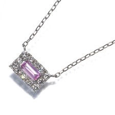 Pink Sapphire 0.19ct Diamond 0.20ct Necklace 950 850 Platinum picture