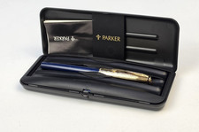 Vintage Parker Insignia Custom Fountain Pen Blue Lacquer & Gold Cap picture