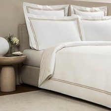 Frette Luxury 4-Piece Triplo Bourdon Sheet Set  White-Savage Beige picture