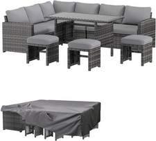 Outdoor Patio Furniture Set Cover Waterproof Grey 7-Piece Sectional Table Chairs picture