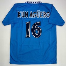 Facsimile Autographed Sergio Kun Aguero Manchester City Blue Jersey XL picture
