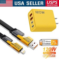 120W Super Fast 4 in 1 Multi Charging Cable Phone Charger For Samsung/iPhone 17 picture