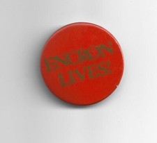1960s pin HIPPY Hippie Psychedelic pinback ENCRON LIVES  Digestive Enzyme ? picture