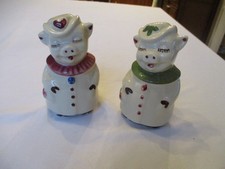Vintage Adorable Smiley Pig Shawnee Pottery Salt & Pepper Shaker Set LARGE 5