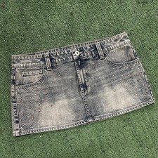 Y2K No Boundaries denim mini skirt with embroidered floral designs picture