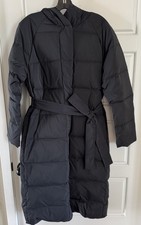 Theory Down True Puffer Coat Long Black Small Women’s Parka Jacket Hooded $745 picture