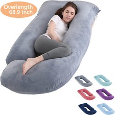 69 Inch Pregnancy Pillow J Shaped Full Body Pillow with Velvet Cover Bed Pillows picture