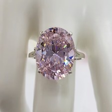 6.10Ct Certified Oval Cut Treated Light Pink Diamond Solitaire Ring Great Luster picture