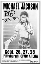 Michael Jackson Bad Tour 1988 Pittsburgh PA Concert Poster Replica🔥CLEARANCE🔥 picture