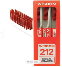 3X Wisdom 212 Smokers Extra Hard Brown Bristle Tooth Brush.USA Seller ( 3pieces) picture