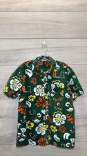 Wes and Willy Miami Hurricanes Hawaiian Floral Button-Up Shirt Mens M Green picture