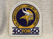VINTAGE Minnesota Vikings 1989 20th Anniversary 1969 NFL Champs 40 for 60 Patch picture
