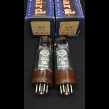 NOS NIB Pair MULLARD EL34 6CA7 Xf1 Gt Brit Amp VACUUM TUBES Tested S.1174 picture