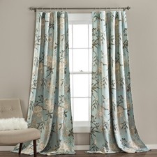 Lush Decor Botanical Garden Curtains Floral Bird Print Light Filtering Window... picture