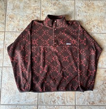 Vtg Patagonia Synchilla Snap T Pullover Mens M Red Black Aztec Snow 25205 USA picture