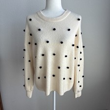 Madewell Brockton Bobble Sweater Coziest Yarn Merino Wool Blend Medium Polka Dot picture