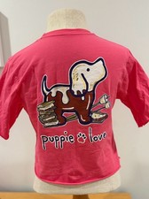 Puppie Love Save Rescue Pink S'mores Weiner Dog Graphic T-Shirt Medium Kids 10 picture
