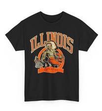 The Clothing Vault Vintage 80s Illinois Fighting Illini T-Shirt Unisex ,BLACK picture