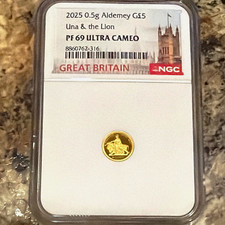 2025 Alderney £5 Gold Una & the Lion NGC PF69 Ultra Cameo Coin picture
