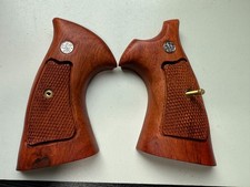 Padauk Wood Handles grip For S&W N Frame Square Butt Checker wood open back#01 picture