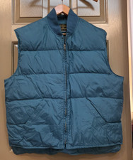 Vintage Eddie Bauer Goose Down Vest Teal Blue Quilted Puffer Mens XL picture