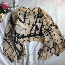 PLEATS PLEASE Issey Miyake Poncho Rain All Over Print Beige Black Excellent picture