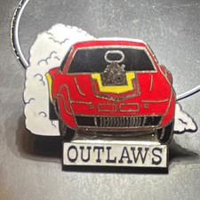 Vintage Frank Mazi Supercharged Outlaws Drag Racing Enamel Hat Pin Red Opel  picture