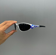 Vintage Y2K Oakley Straight Jacket 99 Muzm 9505 Black Lenses Retro Blue Flame picture