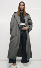 BNWT ZARA GREY ZW COLLECTION OVERSIZE TRENCH COAT WITH BELT SIZE M 0518/049 picture