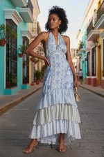 LoveShackFancy Silk Tiered Halter Maxi Sz 6. RARE picture