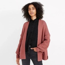 Madewell Bobble Cardigan Sweater Women's XS Dusty Rose Pink Open Front AB751 picture