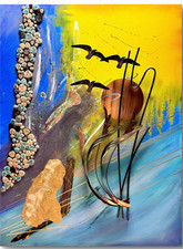 Rutenberg Abstract 36x48 Canvas Original Signed Mixed Media Art Birds Ocean picture