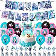 Cartoon Anime Hatsune Miku Birthday Party Decoration Banner Balloons Cake Topper picture