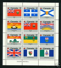 Canada 1979 821 832 832a Full pane provinces flag mini sheet of 12 MNH picture