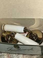 Vintage NOS Gainsborough White Porcelain Lever Antique Henley Gold Finish picture
