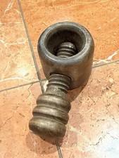 ANTIQUE HAND TURNED SOLID WOOD NUTCRACKER SCREW TYPE TOOL GREAT PATINA ART DECO picture