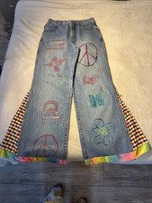Vintage Unionbay Women’s Custom Hippie Art  Jeans Size 11 picture
